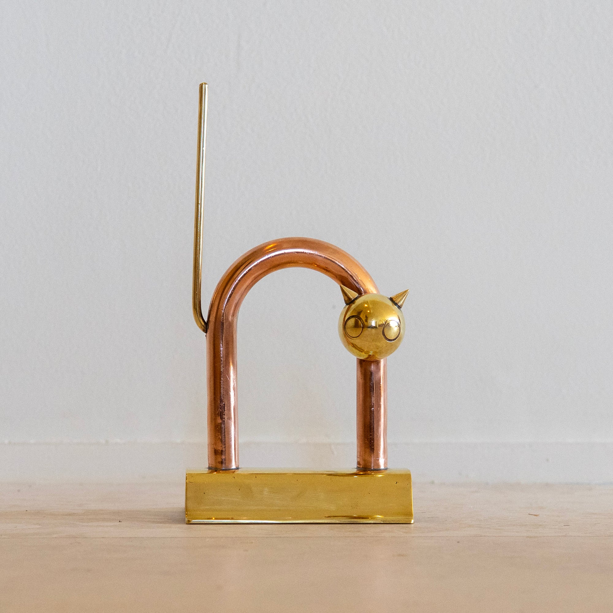 Walter Von Nessen Copper and Brass "Cat" Doorstop