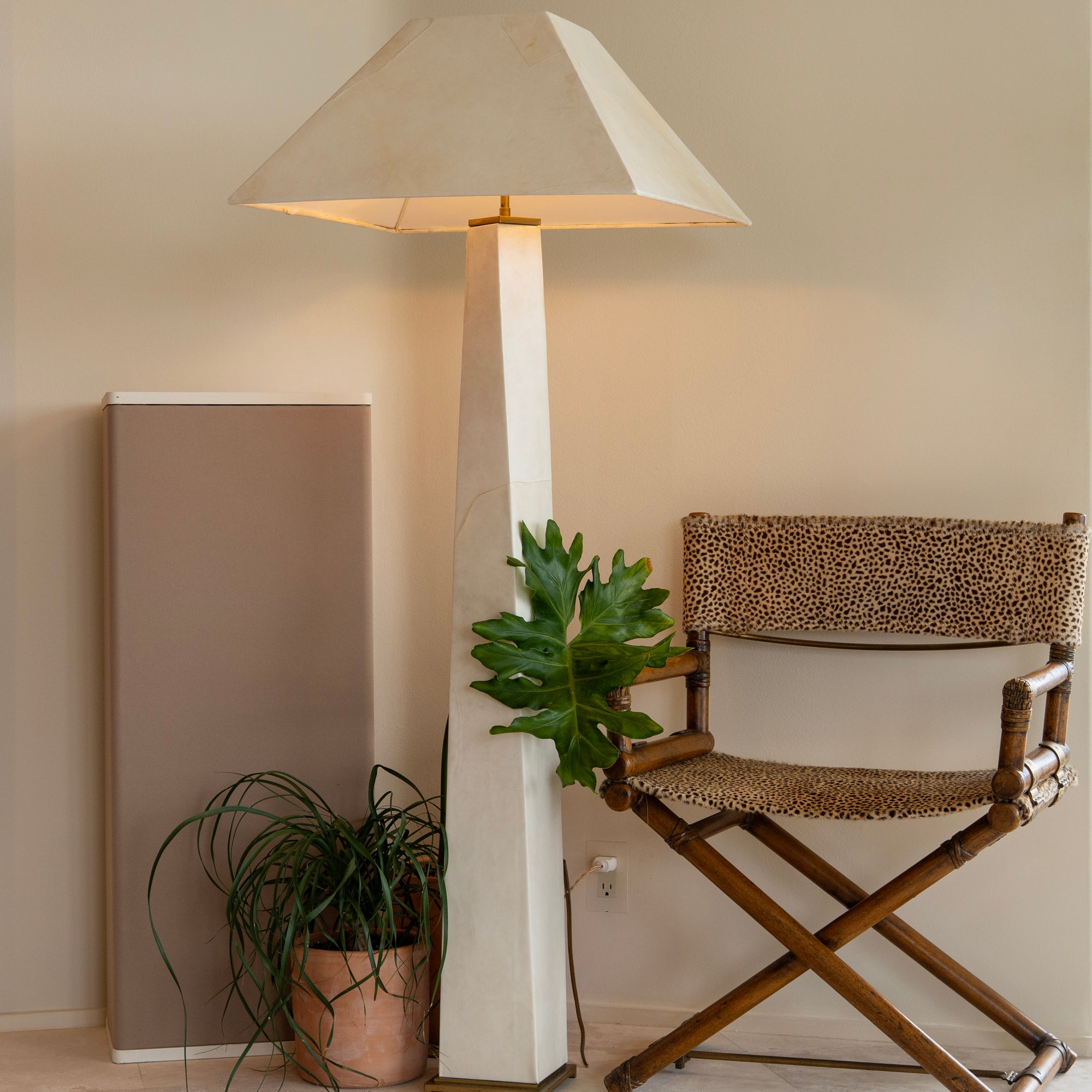 1970s Karl Springer JMF Floor Lamp in Laquered Goatskin