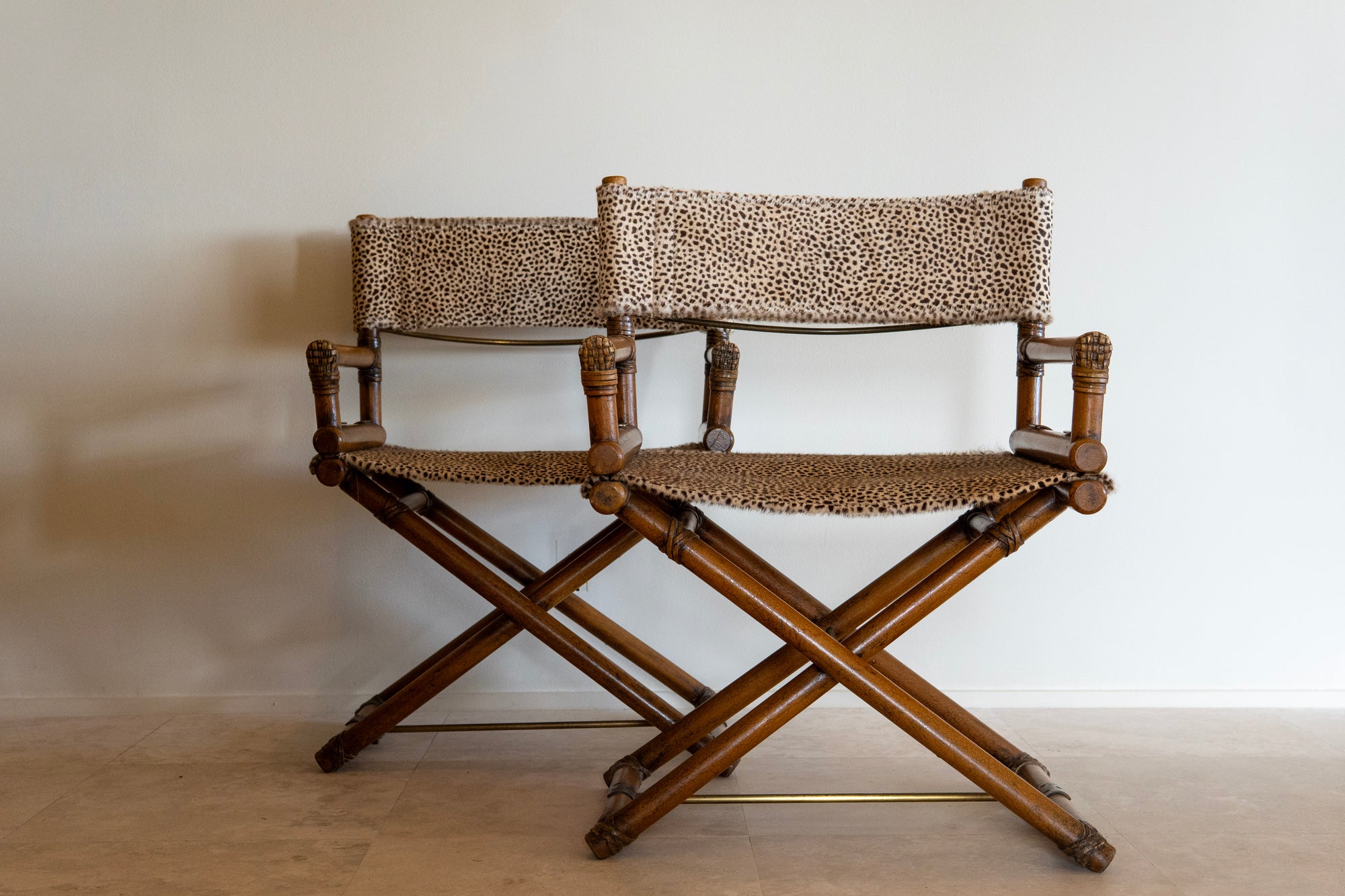 1960's McGuire Director's X-Chair: Leopard (pair)