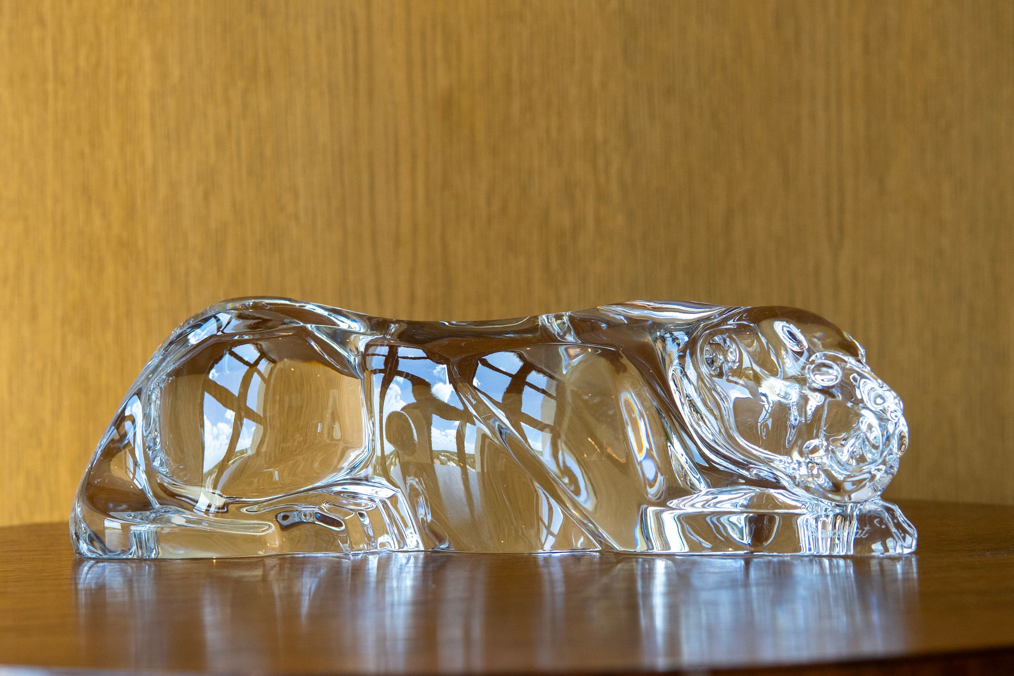 Stylized Crystal Jaguar Sculpture by Baccarat