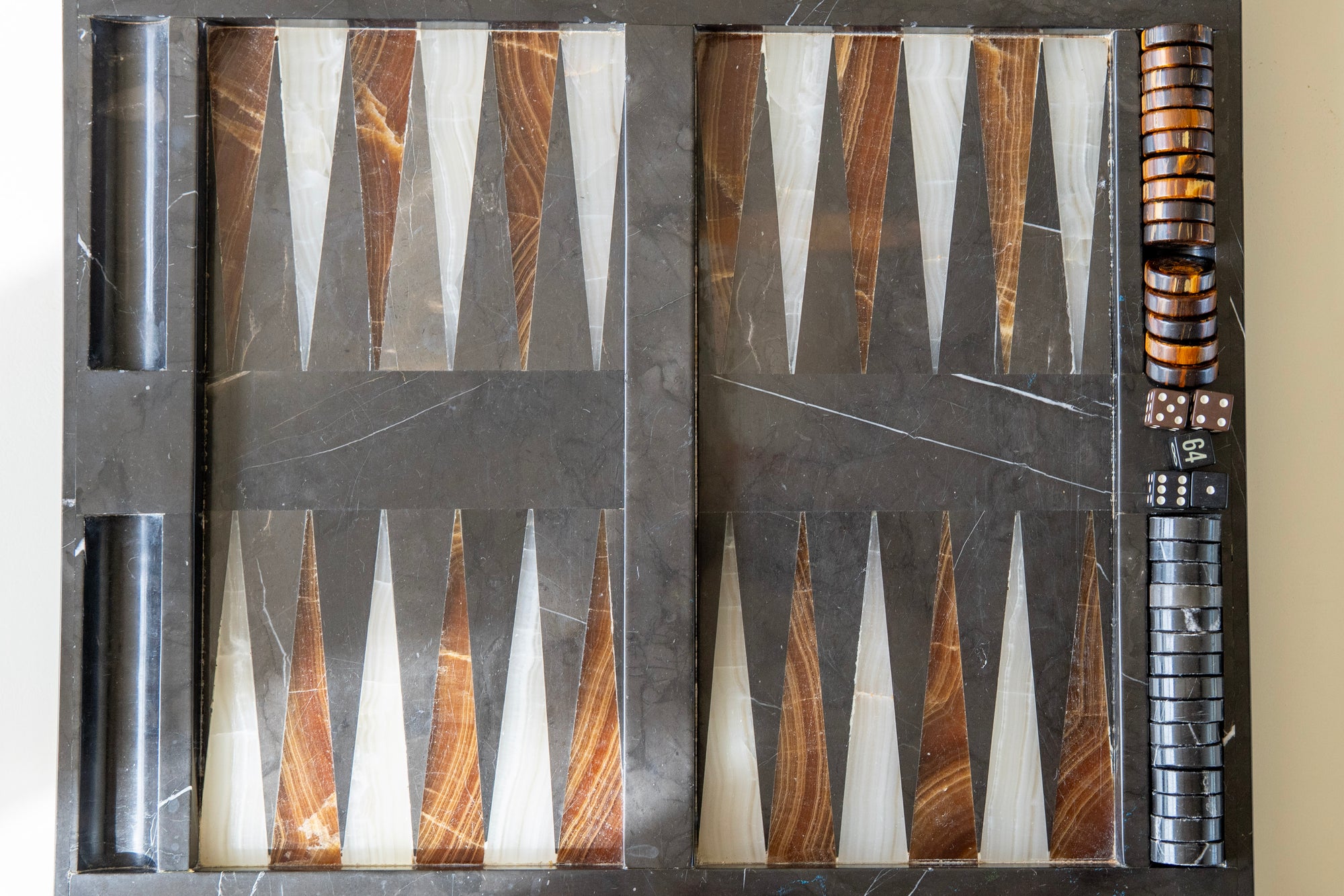 1970's Onyx and Marble Backgammon Set