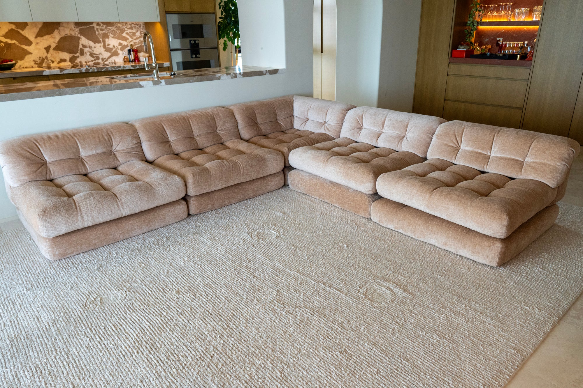 1970's Roche Bobois Mah Jong Modular Sofa by Hans Hopfer (15 pieces)