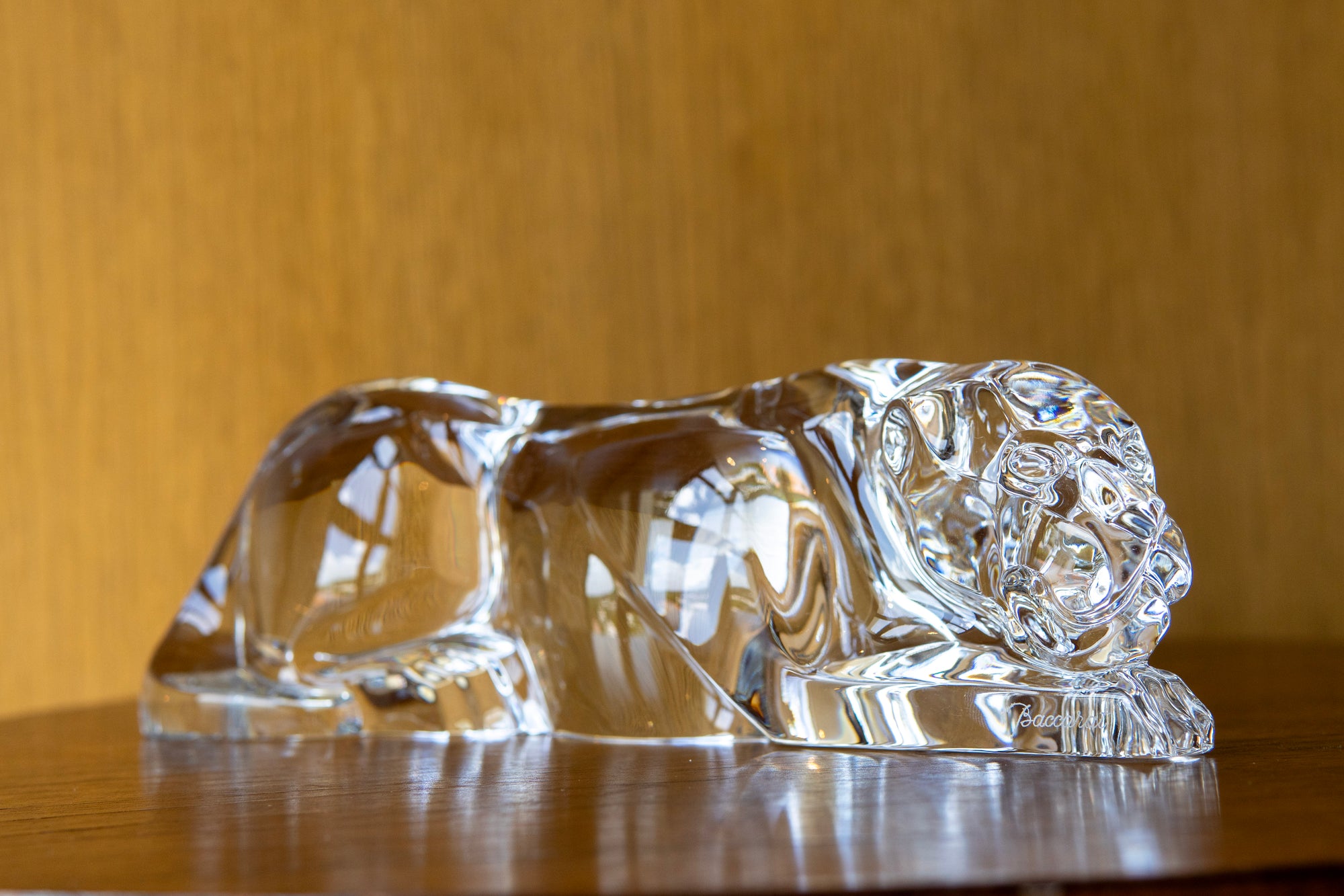 Stylized Crystal Jaguar Sculpture by Baccarat