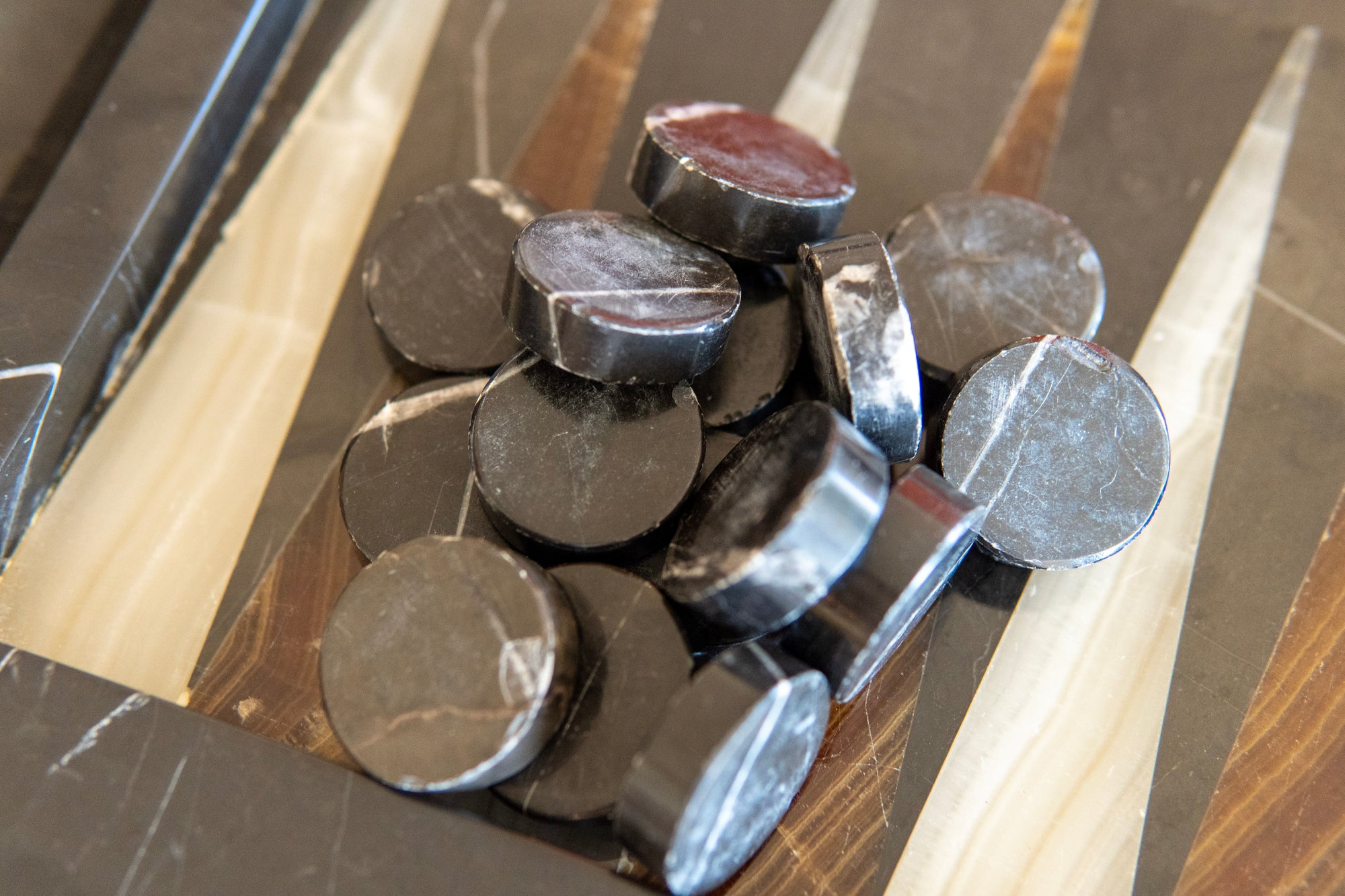 1970's Onyx and Marble Backgammon Set