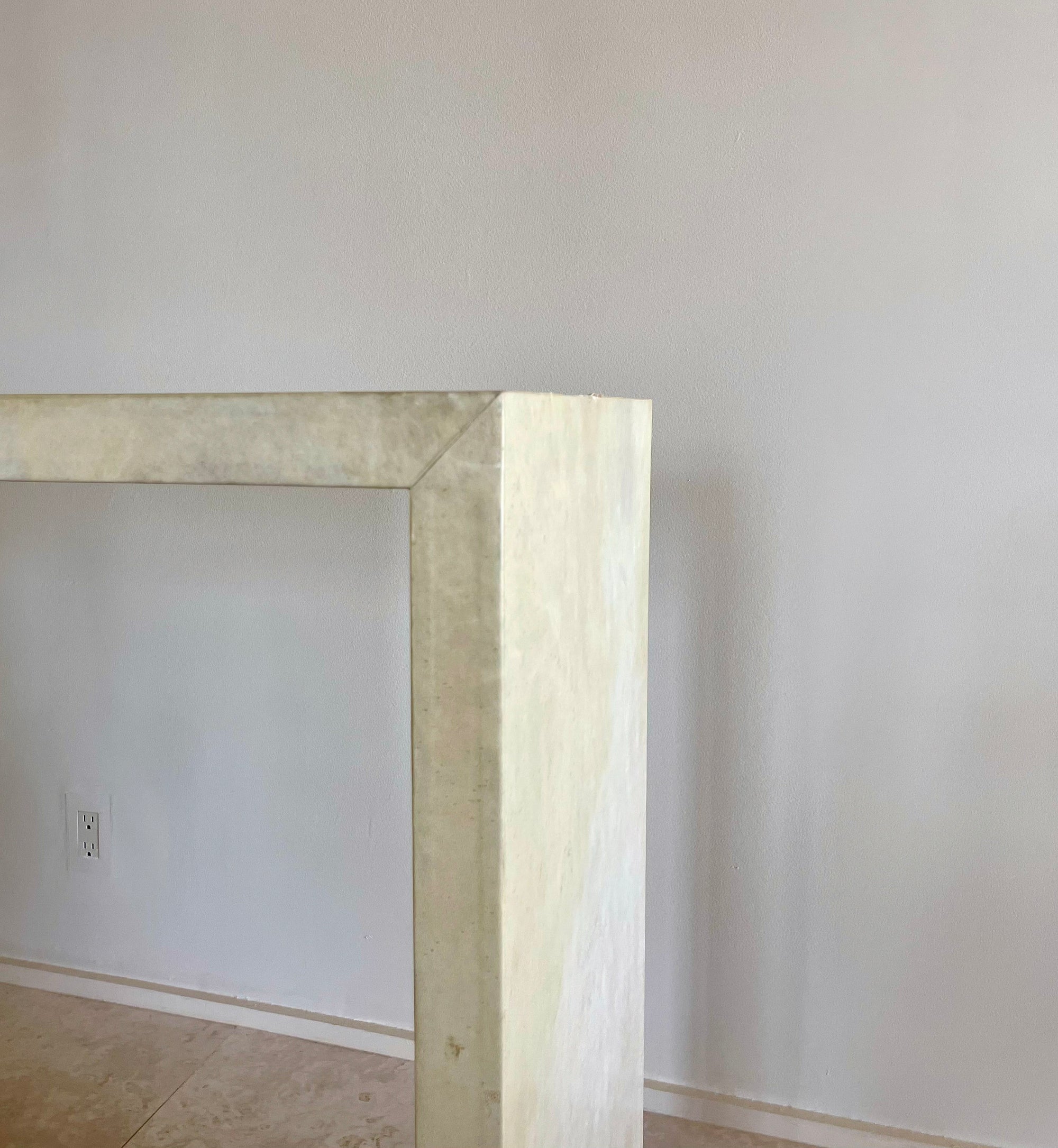 1980s Pair of Parchment Covered Console Tables (In the Manner of Jean-Michel Frank)