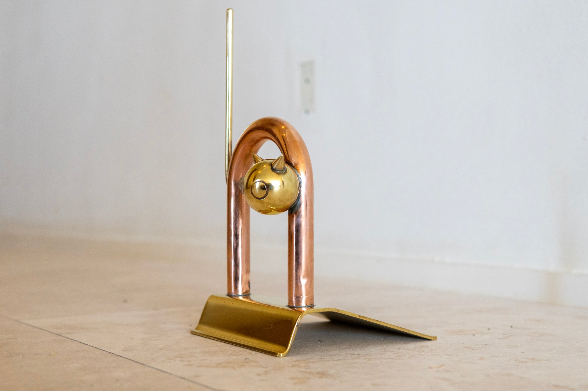 Walter Von Nessen Copper and Brass "Cat" Doorstop