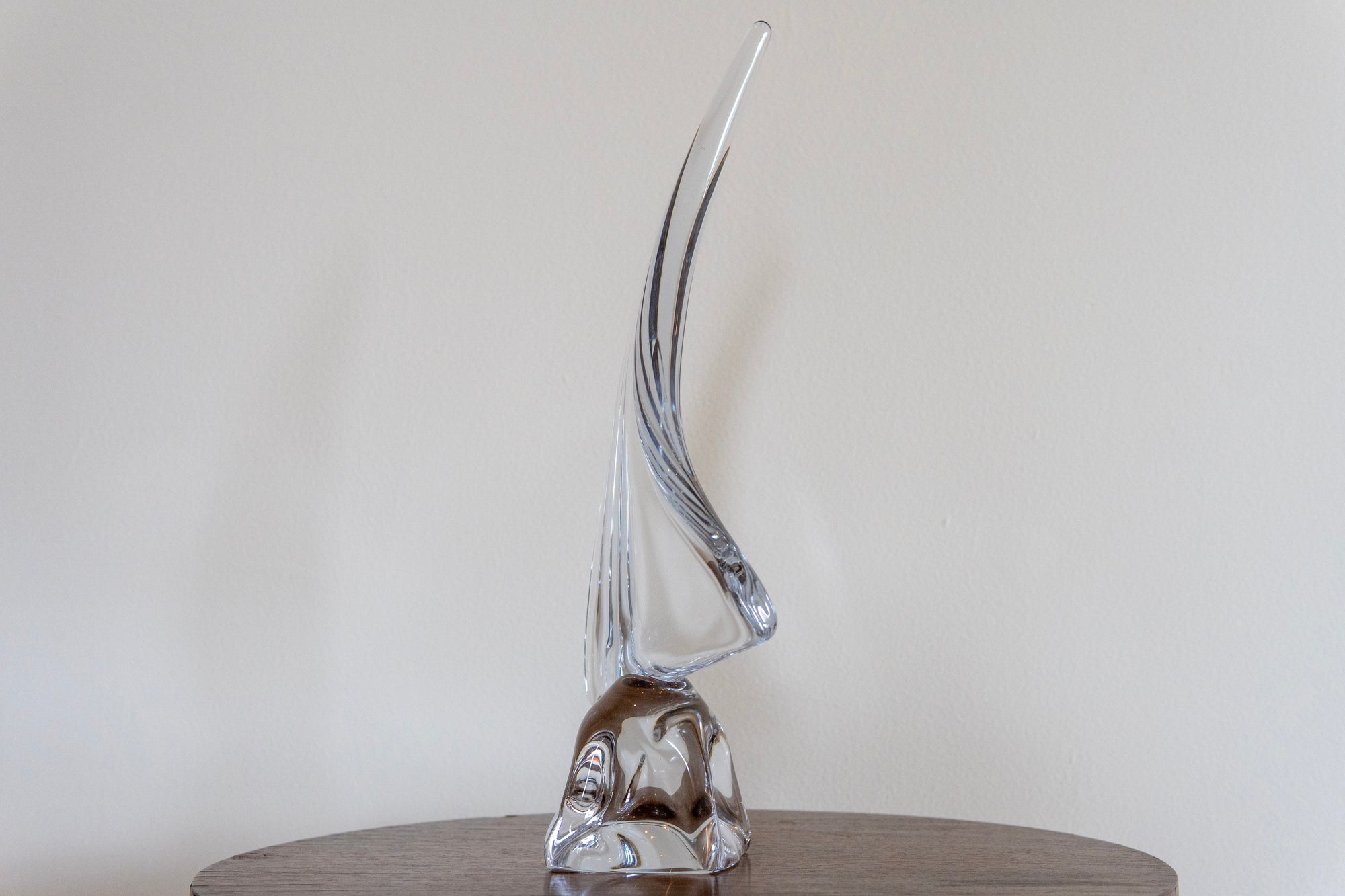 Vintage Daum Crystal Sailboat Sculpture, Signed, Circa 1970s