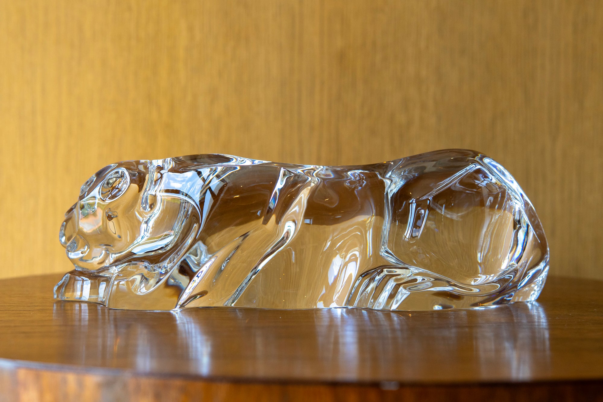 Stylized Crystal Jaguar Sculpture by Baccarat