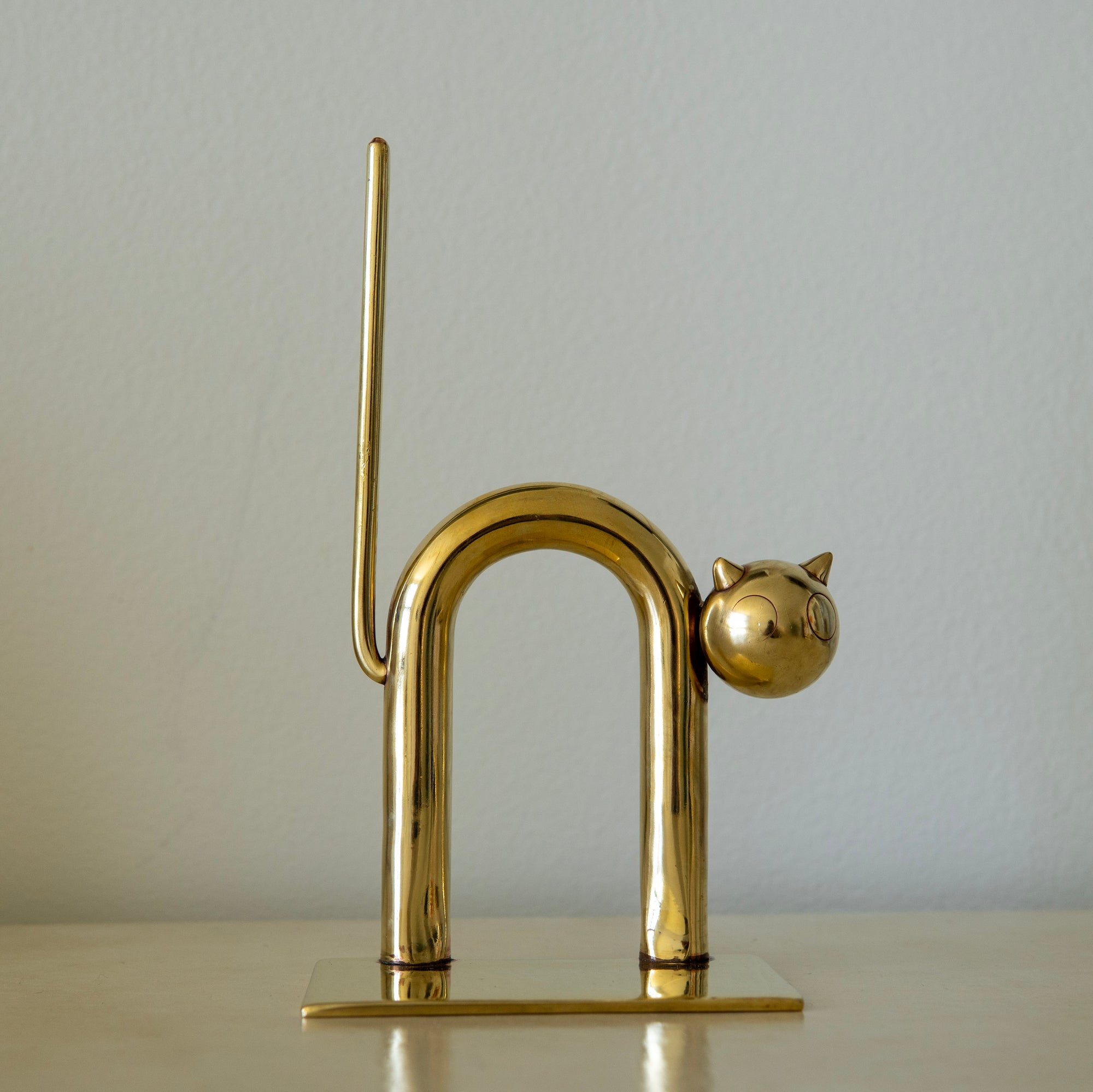 1930's Walter Von Nessen Brass "Cat" Bookend/Object