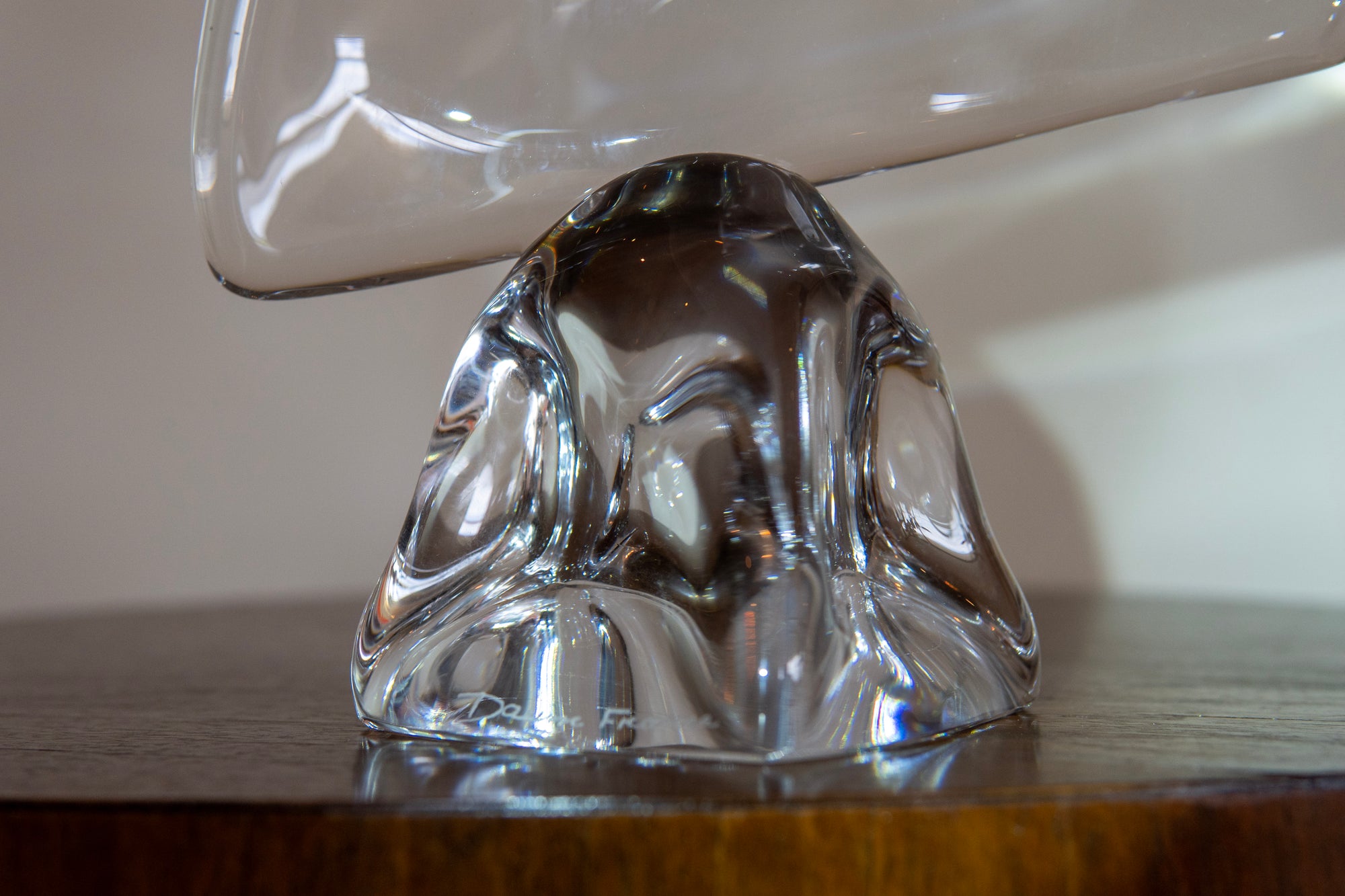 Vintage Daum Crystal Sailboat Sculpture, Signed, Circa 1970s