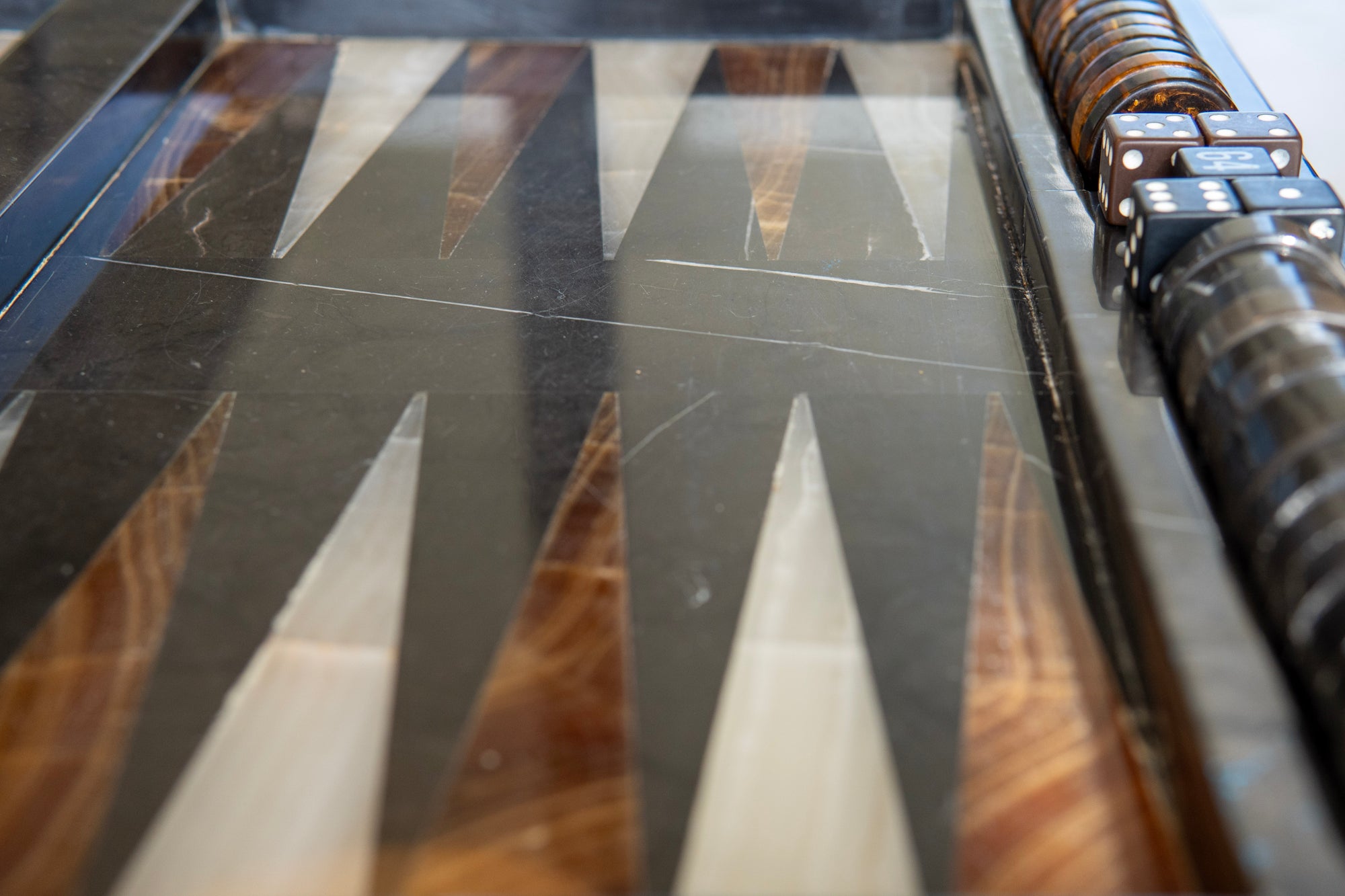 1970's Onyx and Marble Backgammon Set