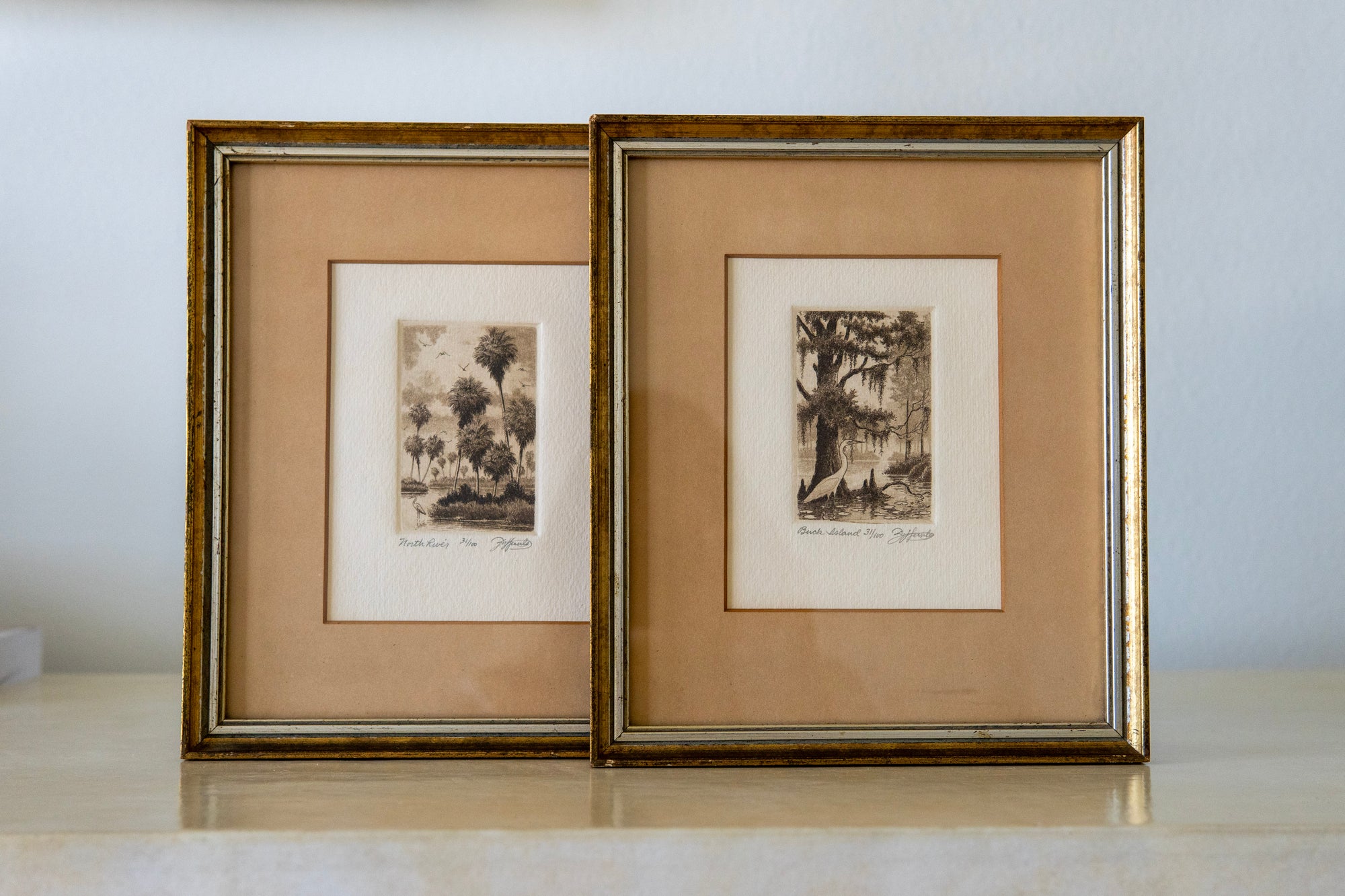 Florida Everglades Landscape Etchings, Pair (signed and numbered)