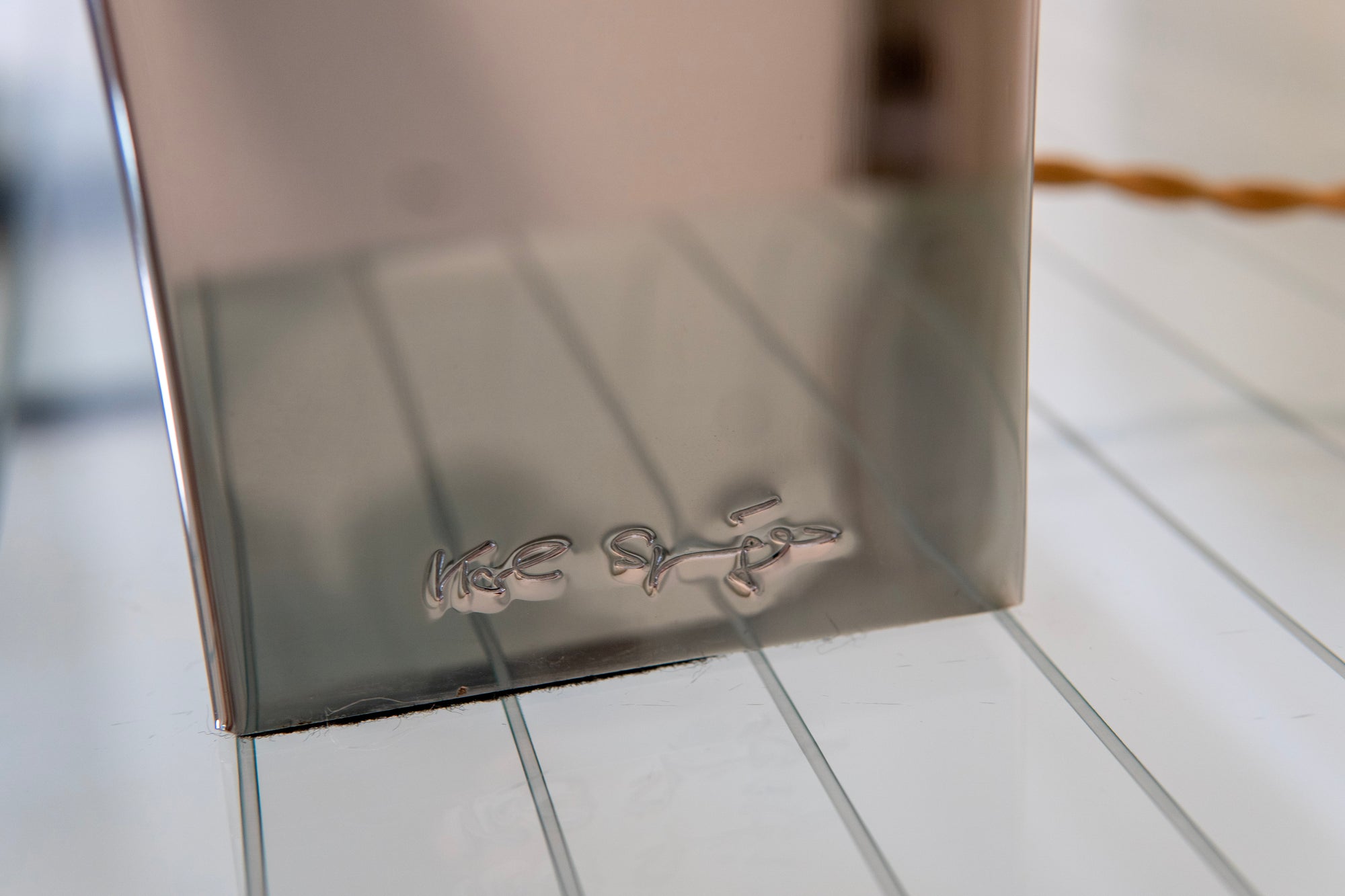 Pair of Karl Springer "Sculpture Desk Lamp" in Polished Chrome 1980s (Signed)