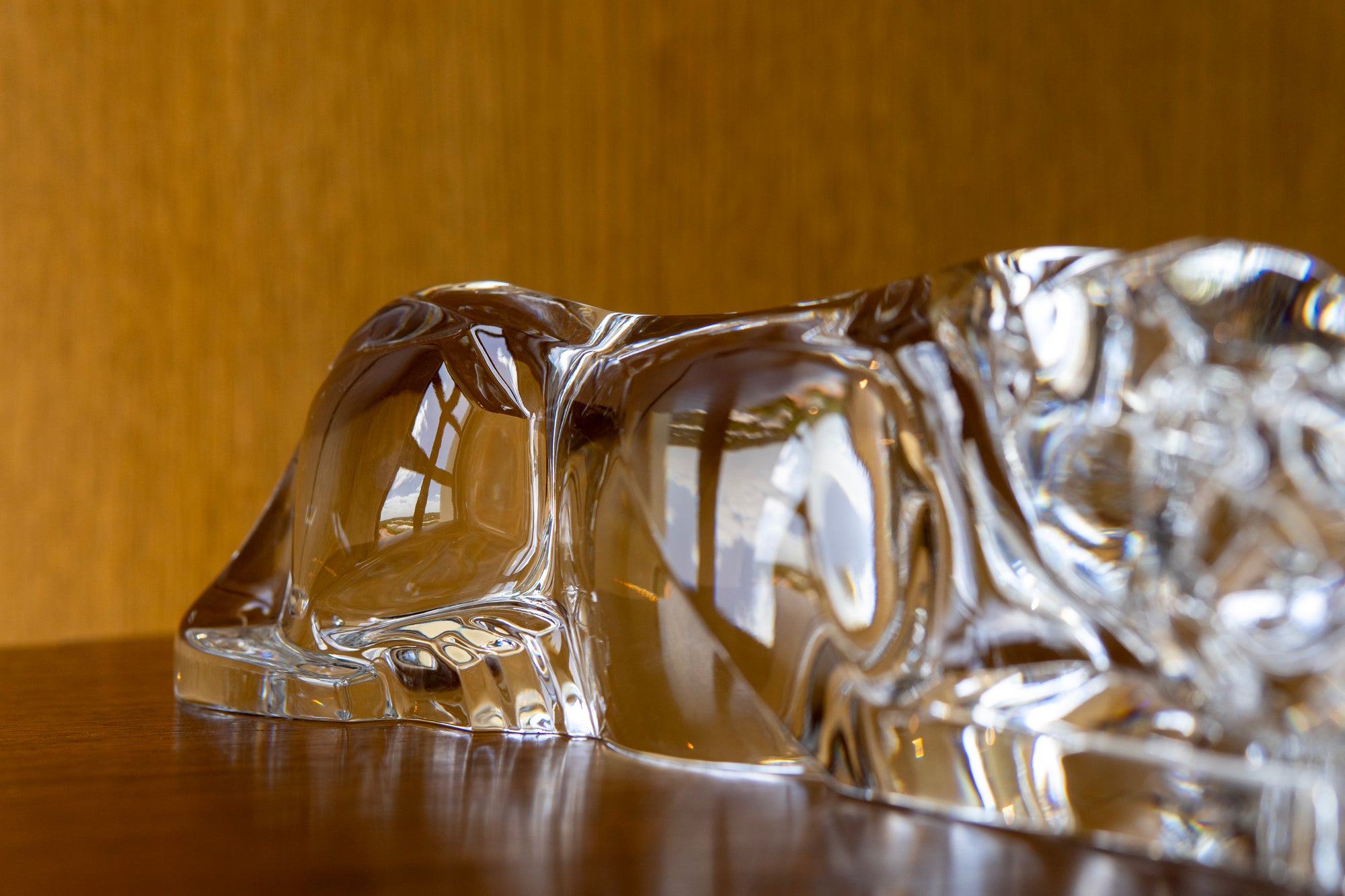 Stylized Crystal Jaguar Sculpture by Baccarat