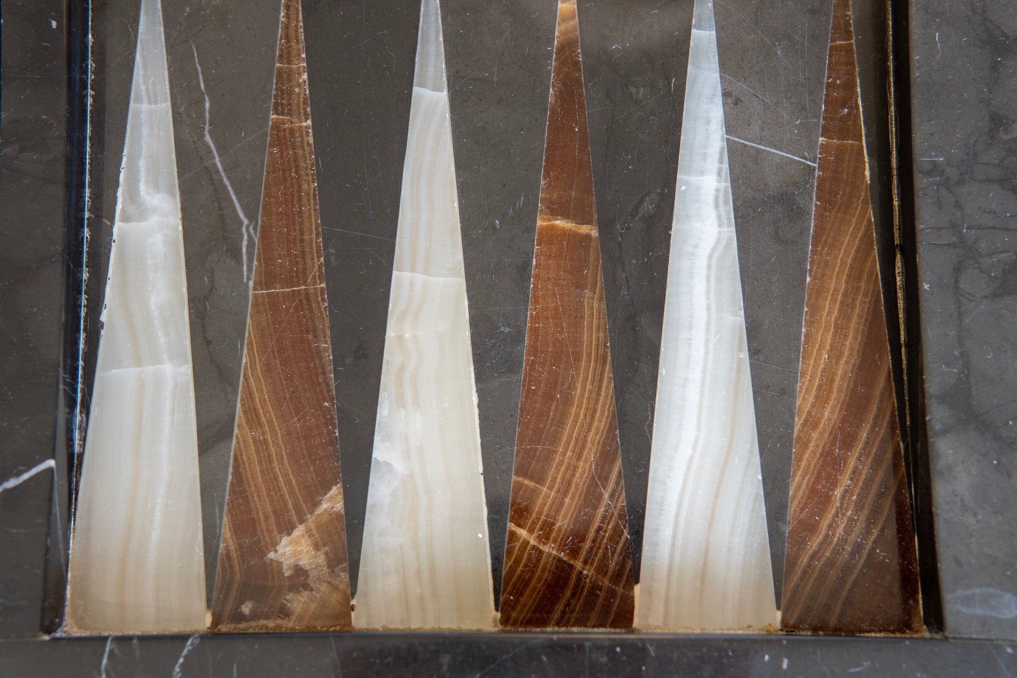 1970's Onyx and Marble Backgammon Set