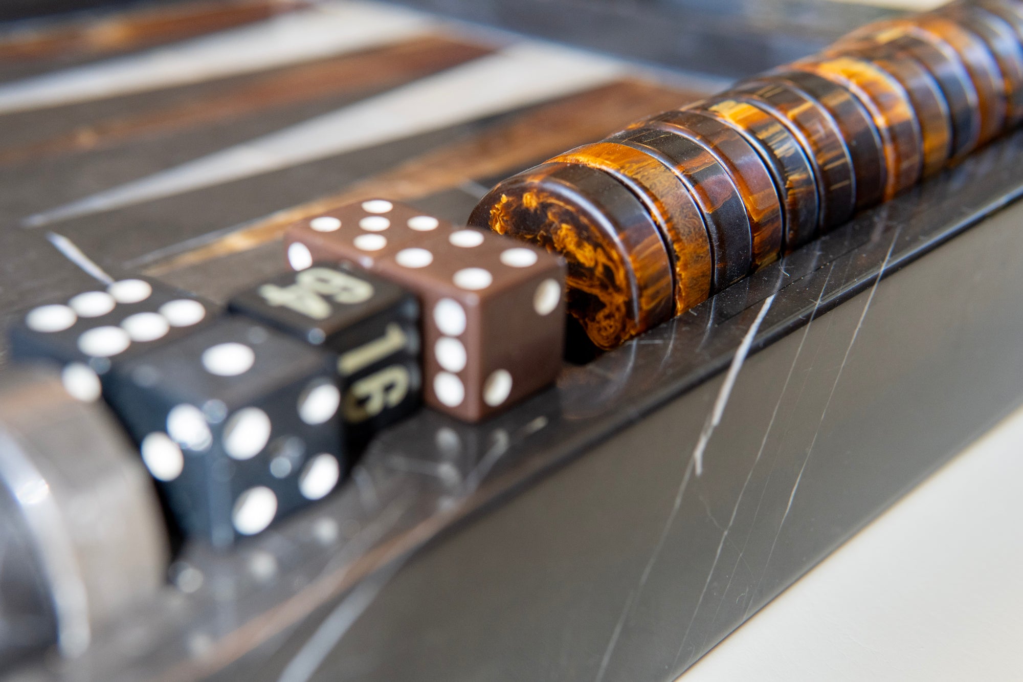 1970's Onyx and Marble Backgammon Set