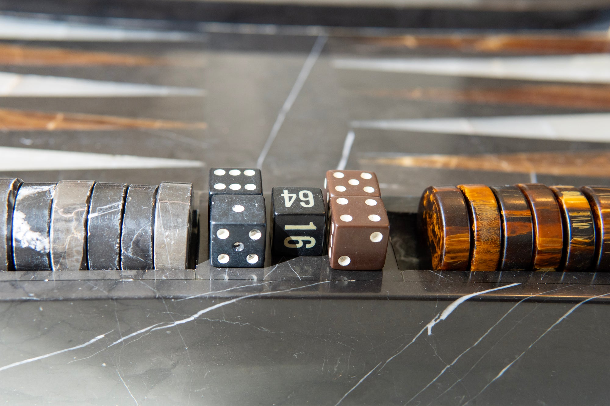 1970's Onyx and Marble Backgammon Set