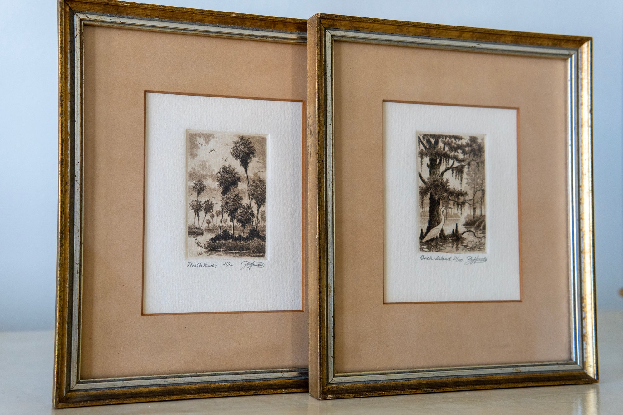 Florida Everglades Landscape Etchings, Pair (signed and numbered)