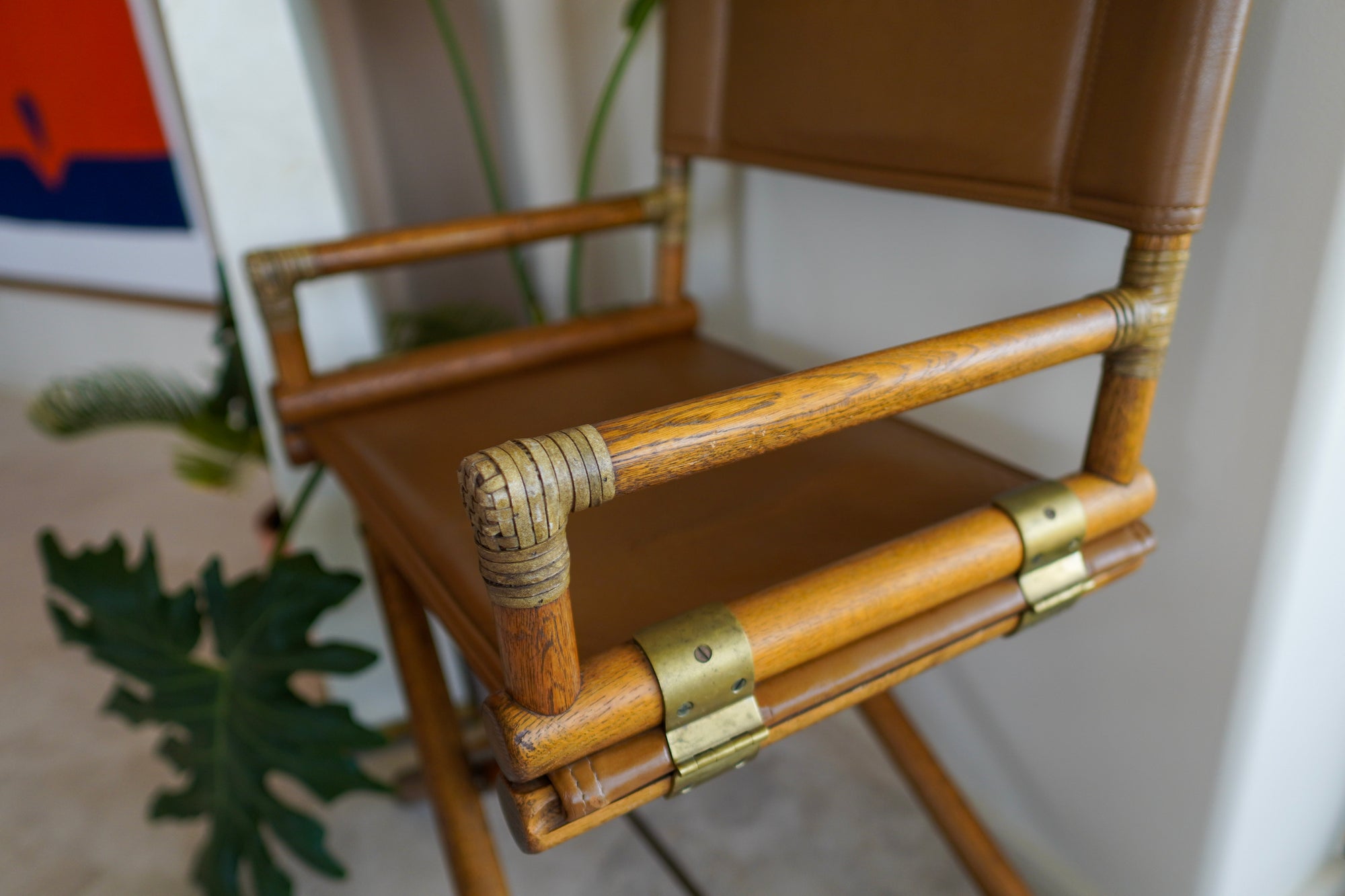 1960's McGuire Director's X-Chair: Tan Leather (pair)