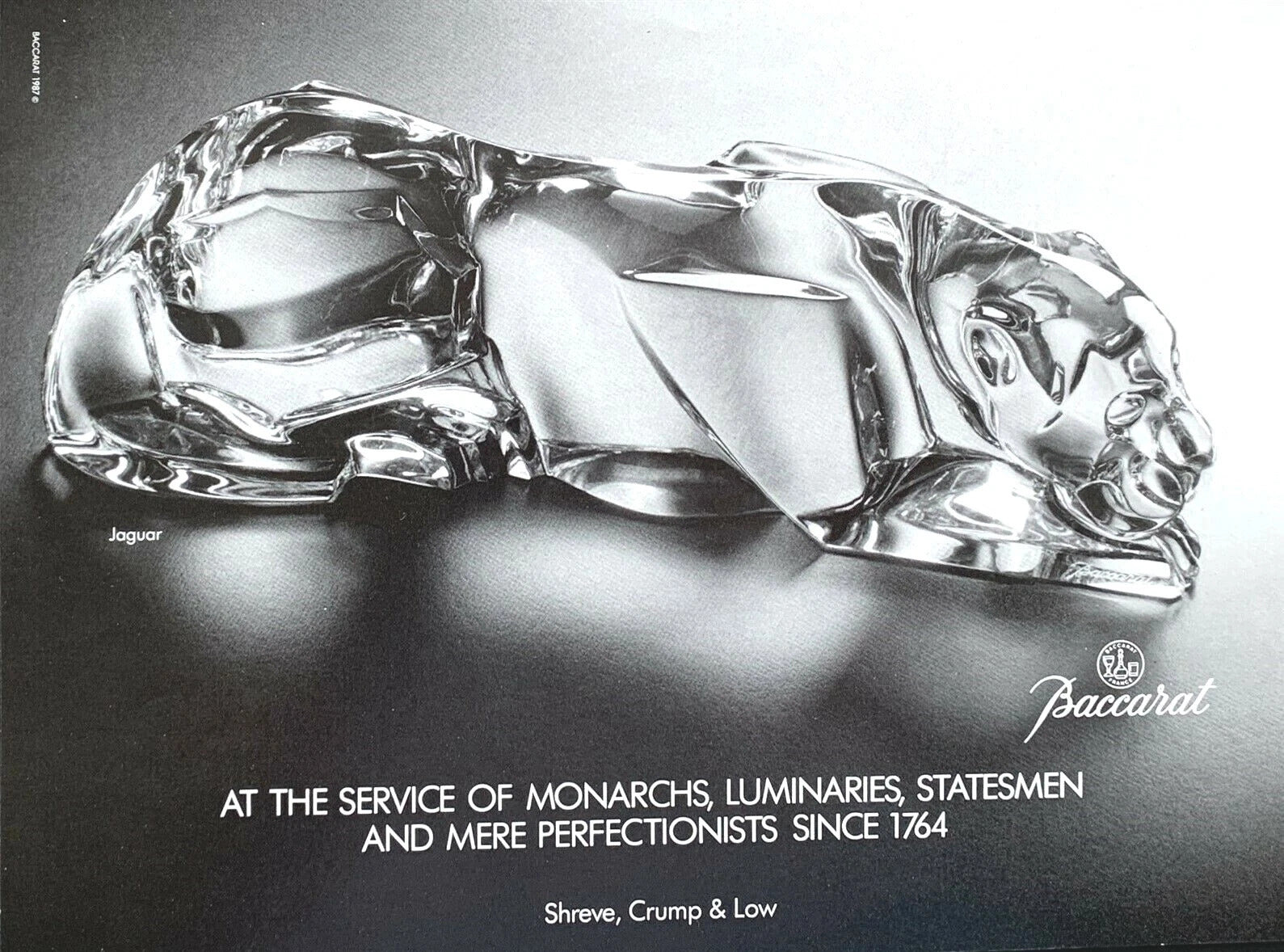 Stylized Crystal Jaguar Sculpture by Baccarat
